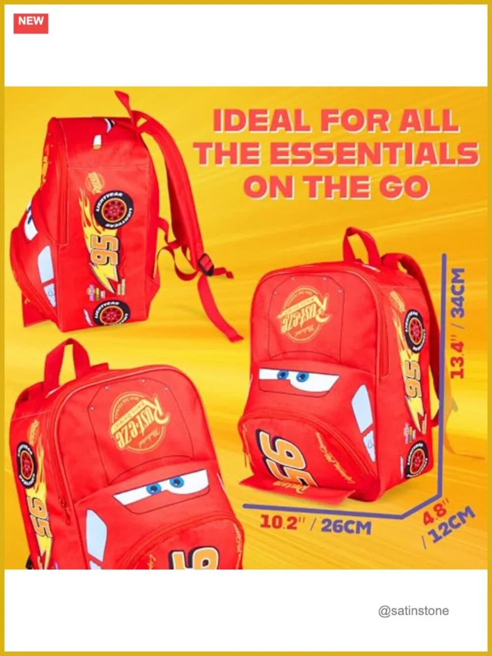 Lightning McQueen Mini Backpack for Kids School Travel Daycare Rucksack